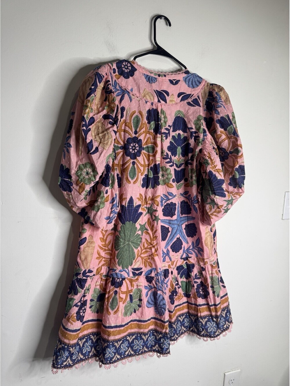 Farm Rio Seashell Tapestry Pink Short Sleeve Mini Dress - Picture 3 of 9